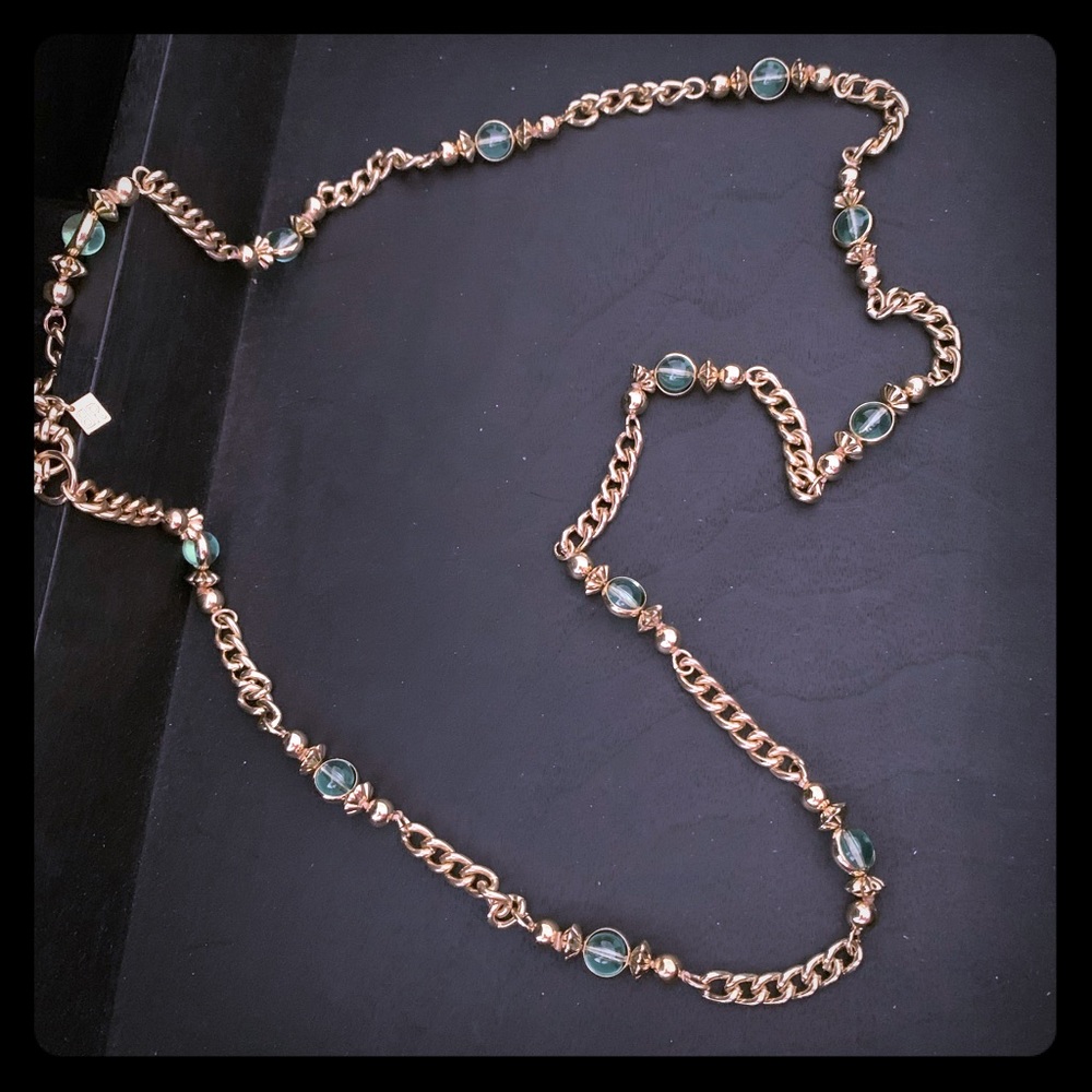 Banana Republic gold & green beaded necklace